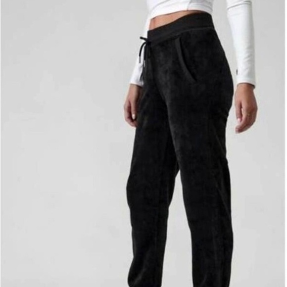 Athleta Pants - Athleta Women's Black Velvet Double Cozy Karma Joggers - 3XL